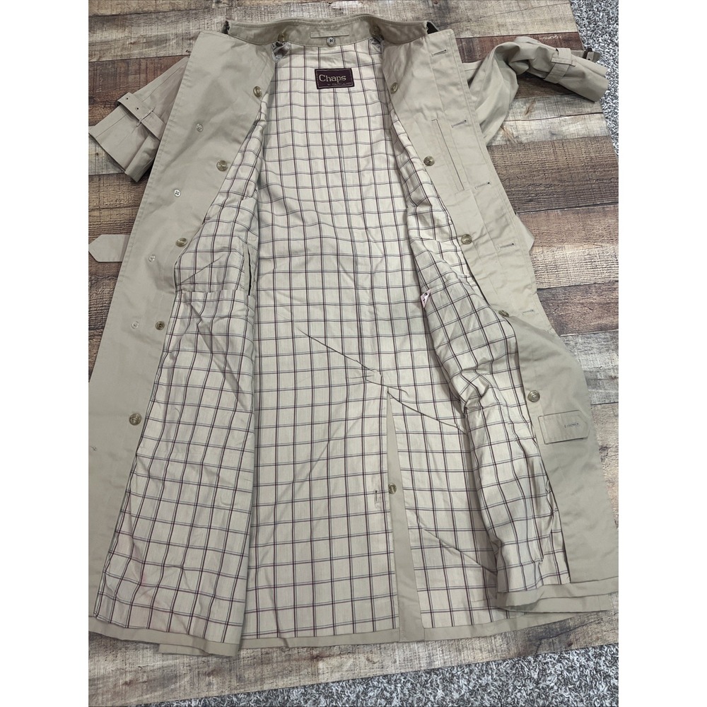 Vintage Ralph Lauren Trench Coat Park Men's Large Beige Belted Pockets HK - Picture 5 of 12